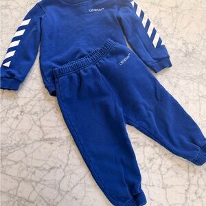 Off-white Kids Blue Crewneck Sweatshirt with Snap Shoulder